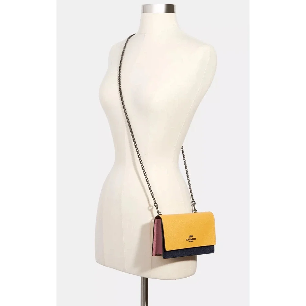 Coach Convertible Belt Bag Yellow Color block Leather Handbag